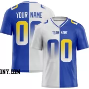 Printed Customized Split White Royal Yellow Football Jersey