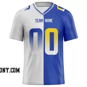 Printed Customized Split White Royal Yellow Football Jersey