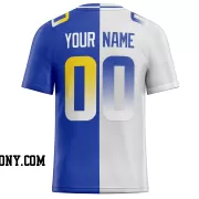Printed Customized Split White Royal Yellow Football Jersey