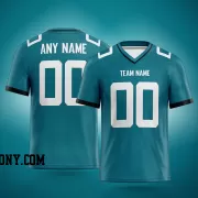 Printed Customized Teal White White Football Jersey