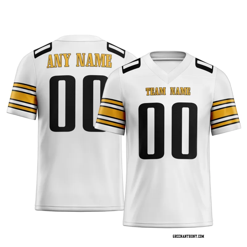 Printed Customized White Black Yellow Football Jersey