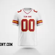 Printed Customized White Red Red Football Jersey