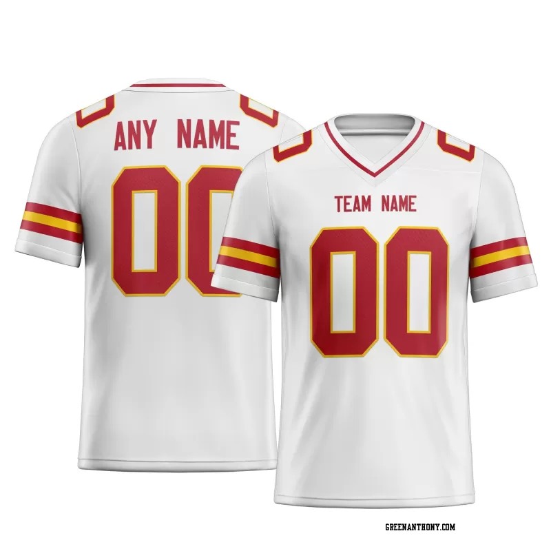 Printed Customized White Red Red Football Jersey