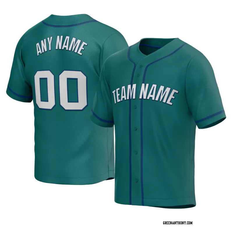 Stitched Customized Aqua White Royal Baseball Jersey
