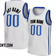 Stitched Customized Association White Blue Black Basketball Jersey