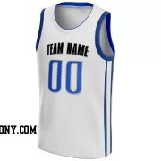 Stitched Customized Association White Blue Black Basketball Jersey