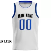 Stitched Customized Association White Blue Black Basketball Jersey