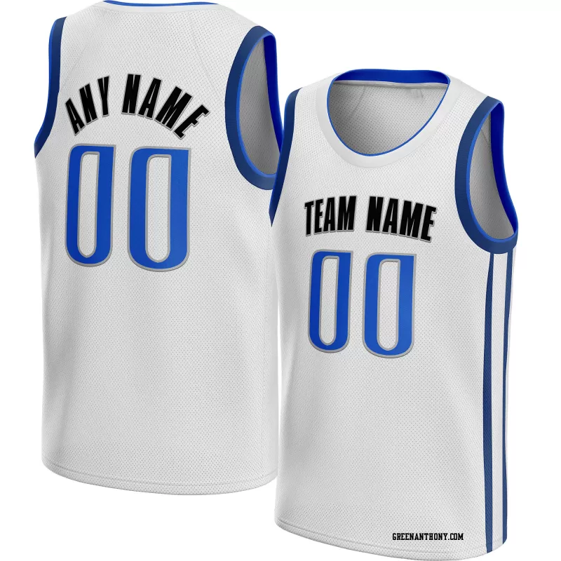 Stitched Customized Association White Blue Black Basketball Jersey