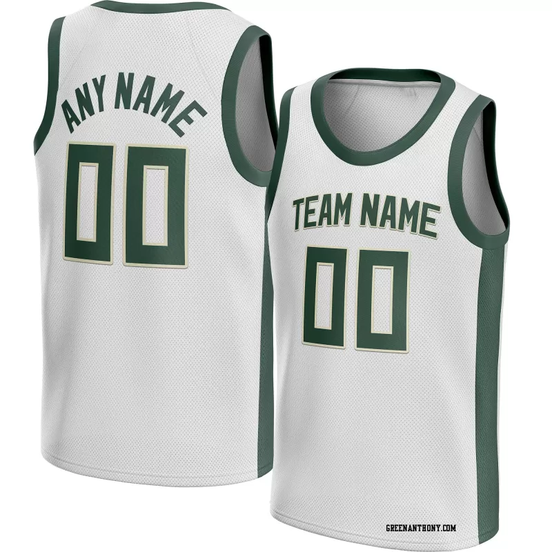Stitched Customized Association White Green Green Basketball Jersey