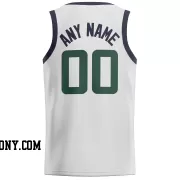 Stitched Customized Association White Green Navy Basketball Jersey