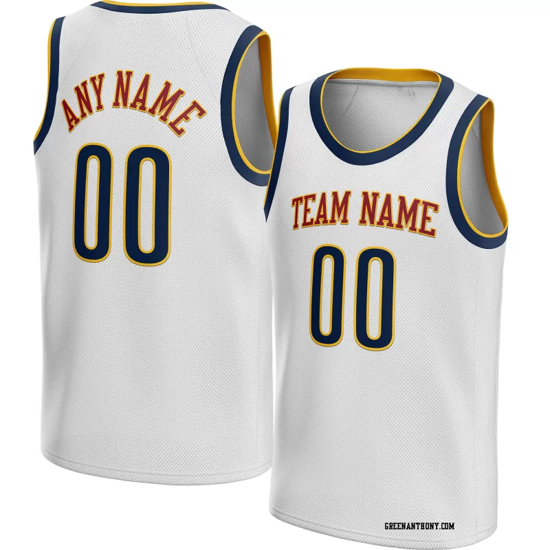 Stitched Customized Association White Navy Red Basketball Jersey