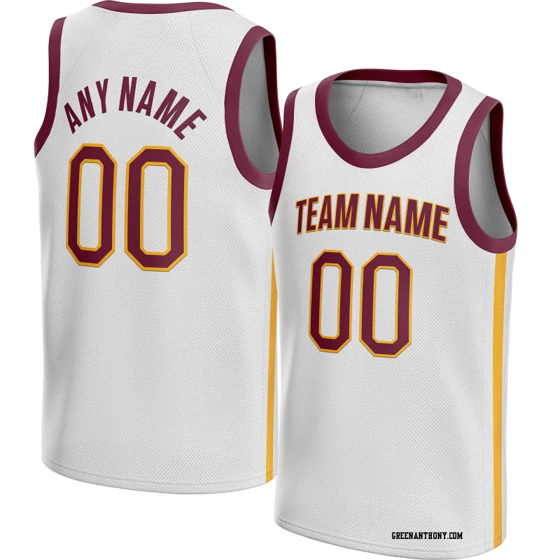 Stitched Customized Association White Red Red Basketball Jersey