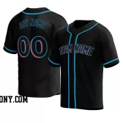 Stitched Customized Black Black Blue Baseball Jersey