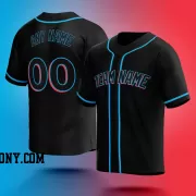 Stitched Customized Black Black Blue Baseball Jersey