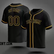 Stitched Customized Black Black Yellow Baseball Jersey