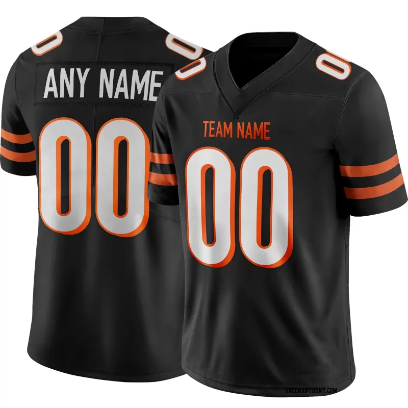 Stitched Customized Black White Orange Football Jersey