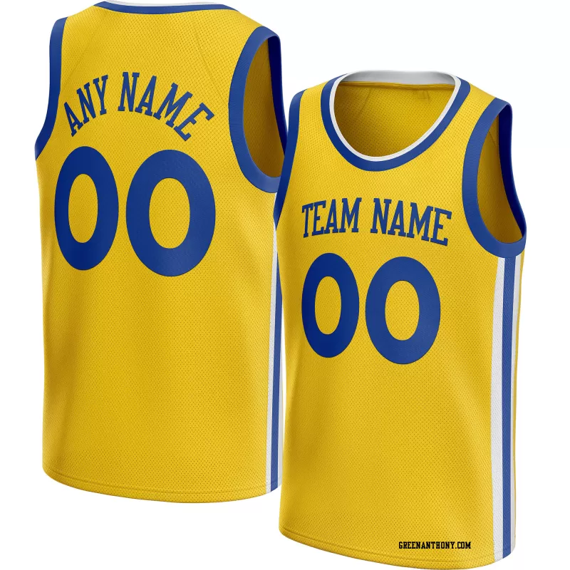 Stitched Customized Classic Yellow Blue Blue Basketball Jersey