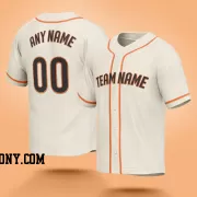 Stitched Customized Cream Black Orange Baseball Jersey