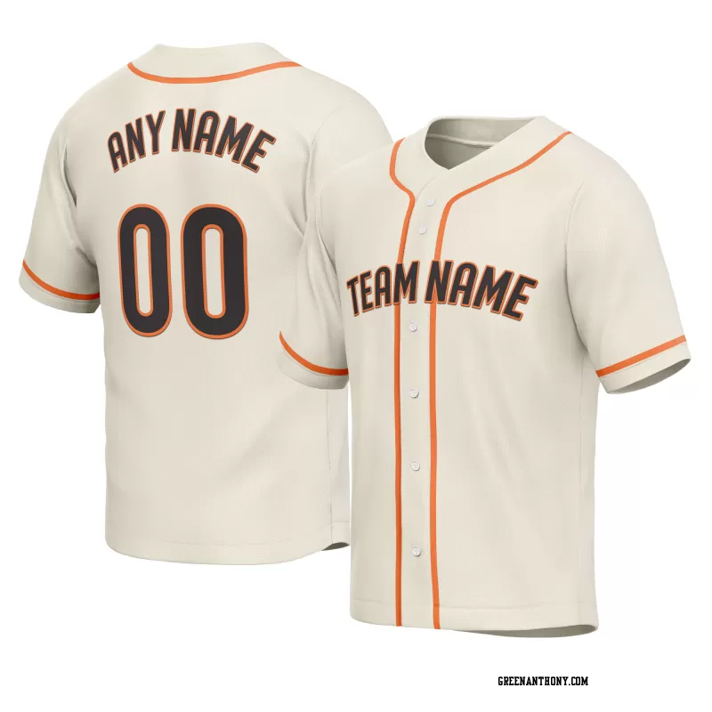 Stitched Customized Cream Black Orange Baseball Jersey