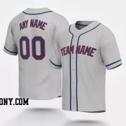 Stitched Customized Gray Navy Navy Baseball Jersey