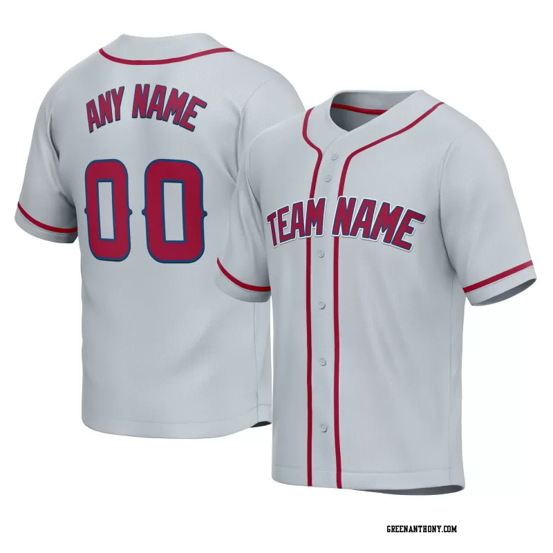 Stitched Customized Gray Red Red Baseball Jersey