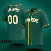 Stitched Customized Green White Yellow Baseball Jersey