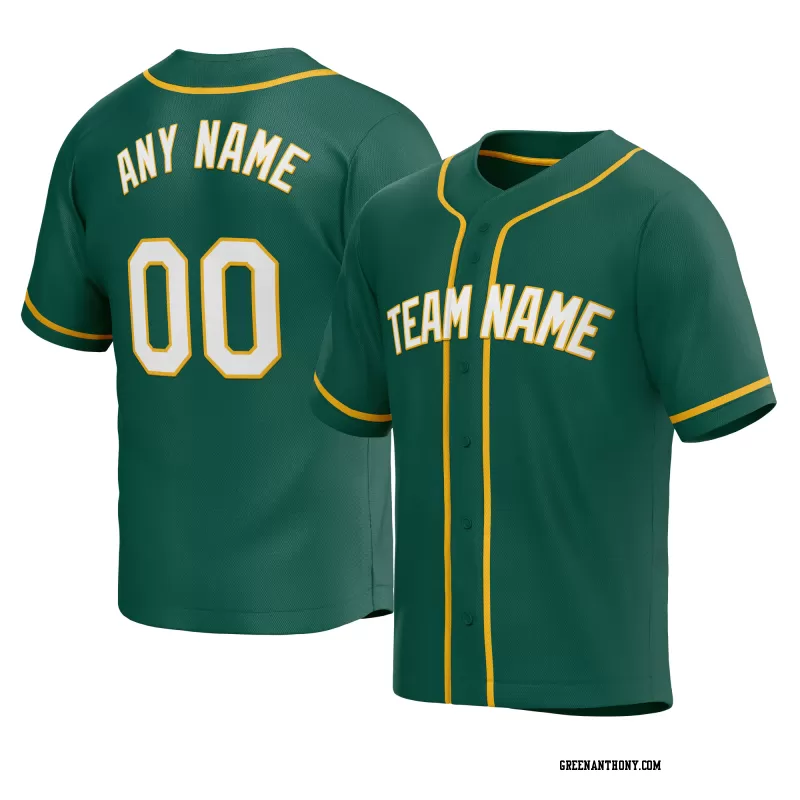 Stitched Customized Green White Yellow Baseball Jersey
