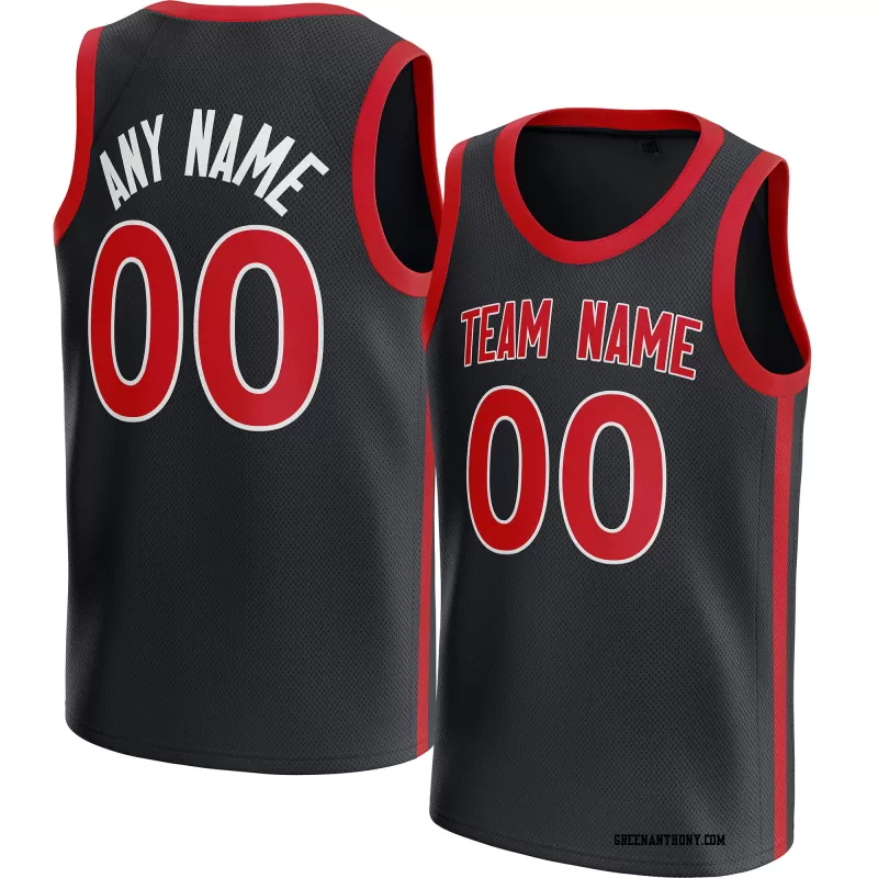 Stitched Customized Icon Black Red Red Basketball Jersey