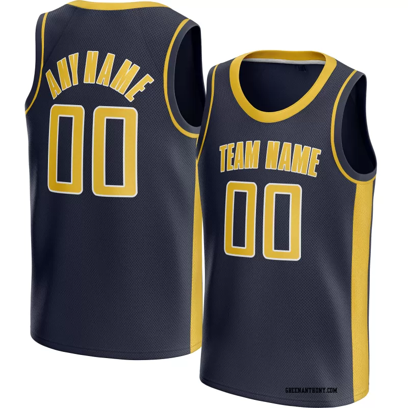 Stitched Customized Icon Navy Yellow Yellow Basketball Jersey