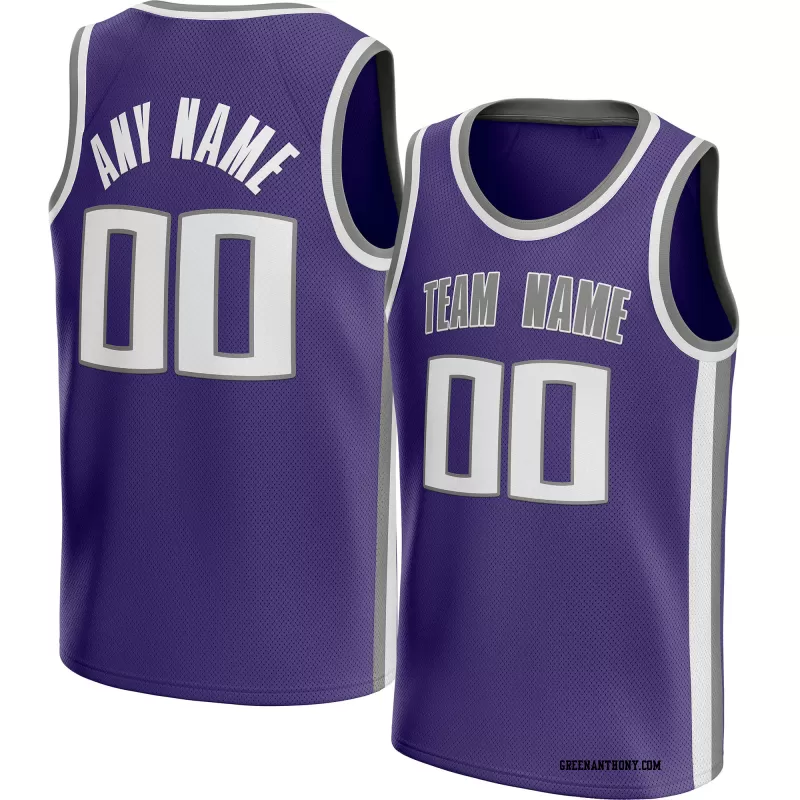 Stitched Customized Icon Purple White Gray Basketball Jersey