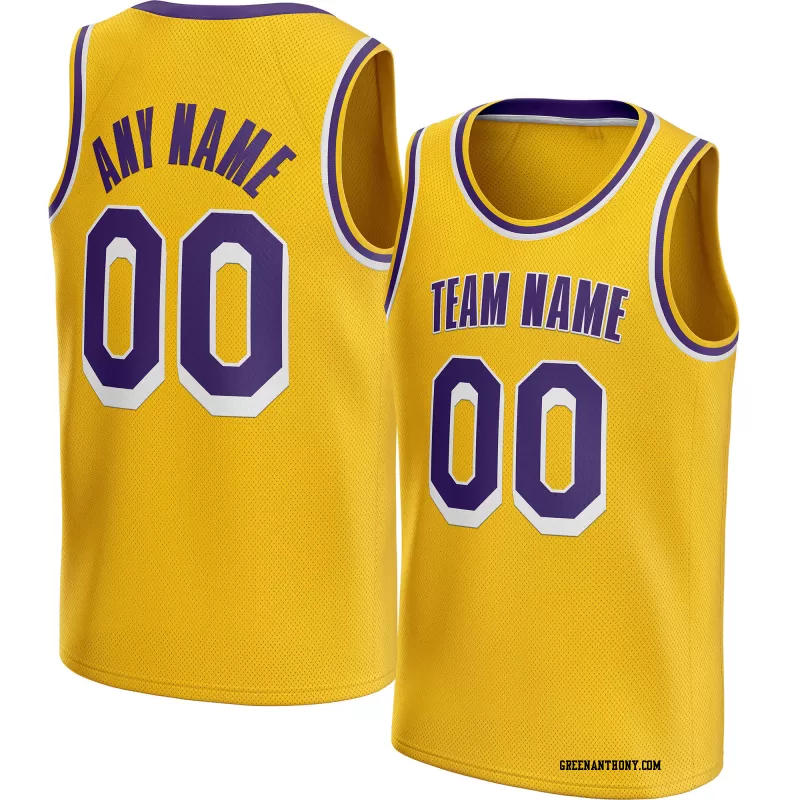 Stitched Customized Icon Yellow Purple Purple Basketball Jersey