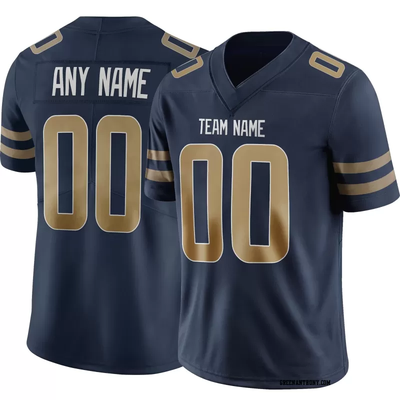 Stitched Customized Navy Yellow White Football Jersey