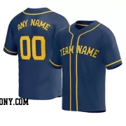 Stitched Customized Navy Yellow Yellow Baseball Jersey