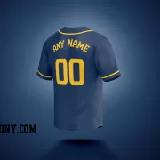 Stitched Customized Navy Yellow Yellow Baseball Jersey