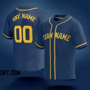 Stitched Customized Navy Yellow Yellow Baseball Jersey