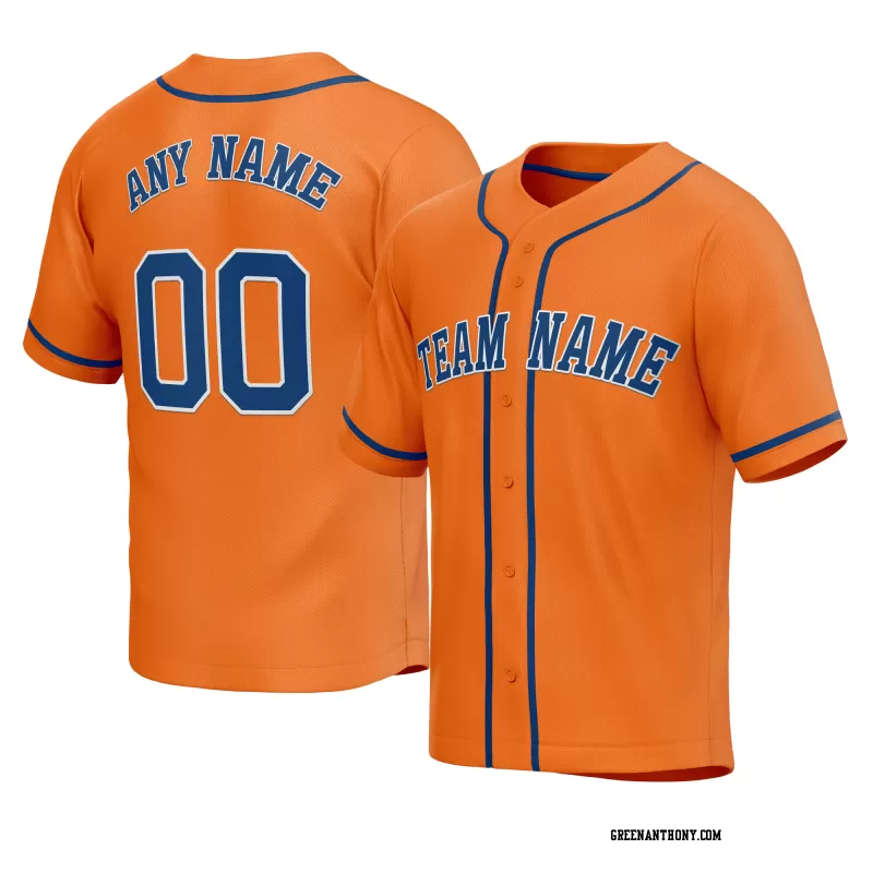 Stitched Customized Orange Blue Blue Baseball Jersey