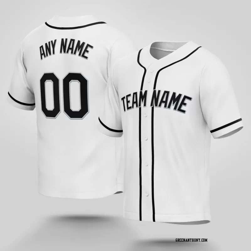 Stitched Customized White Black Black Baseball Jersey