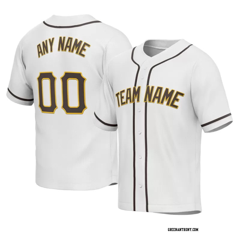 Stitched Customized White Brown Brown Baseball Jersey