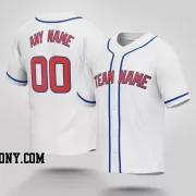 Stitched Customized White Red Blue Baseball Jersey